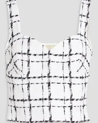 Elie Saab Cotton-blend tweed bustier top - White White