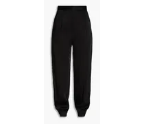Satin-crepe tapered pants - Black