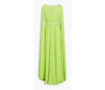 Belted gathered georgette gown - Green