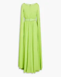 Badgley Mischka Belted gathered georgette gown - Green Green