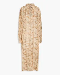 Nanushka Printed cotton-voile midi dress - Neutral Neutral