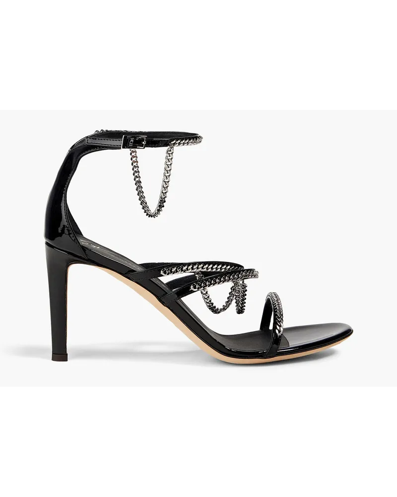 Giuseppe Zanotti Catena chain-embellished patent leather sandals - Black Black
