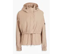 Convertible bead-embellished shell hooded jacket - Neutral