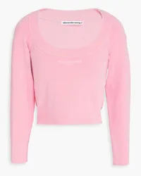 Alexander Wang Cropped printed cotton-blend chenille top - Pink Pink