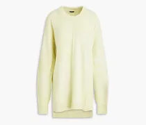 Marled cotton-blend sweater - Yellow