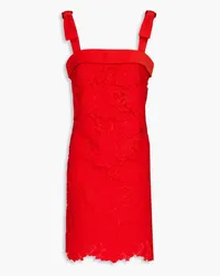 Monique Lhuillier Embroidered broderie anglaise and tulle mini dress - Red Red