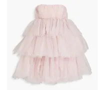 Carlosa tiered embellished tulle mini dress - Pink