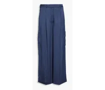 Carmel pleated satin cargo pants - Blue