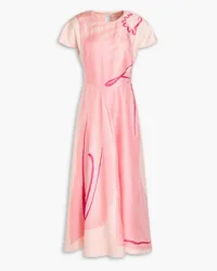 Roksanda Ilincic Printed silk-twill midi dress - Pink Pink