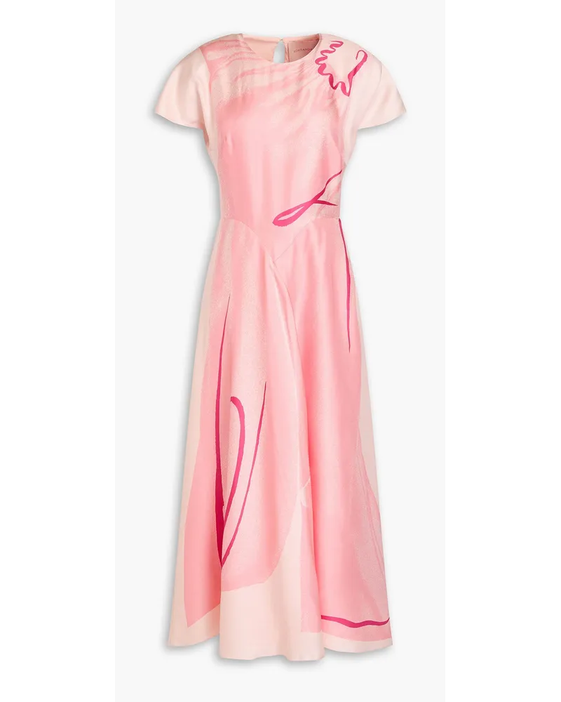 Roksanda Ilincic Printed silk-twill midi dress - Pink Pink