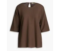 Cotton and cashmere-blend top - Brown