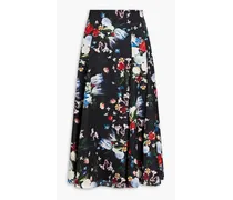 Vesper floral-print satin midi skirt - Black