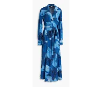Printed crepe maxi wrap dress - Blue