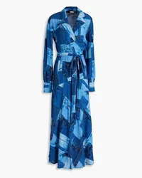 ROTATE Birger Christensen Printed crepe maxi wrap dress - Blue Blue