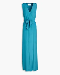 BONDI BORN Silk-blend crepe de chine maxi wrap dress - Blue Blue