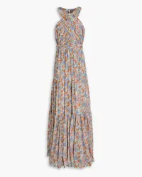 Veronica Beard Florencia tiered floral-print silk-chiffon maxi dress - Blue Blue