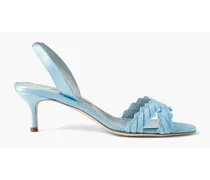 Ligra 50 faille-trimmed satin slingback sandals - Blue
