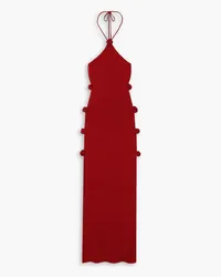 Magda Butrym Appliquéd cutout stretch-jersey halterneck maxi dress - Burgundy Burgundy