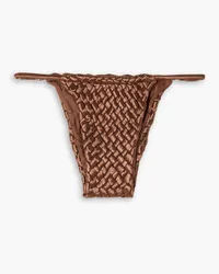 Isa Boulder Weavestring woven stretch-satin low-rise bikini briefs - Metallic Metallic