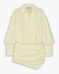 ATTICO Hatty asymmetric cotton-poplin mini shirt dress - Yellow Yellow