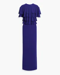 Mikael Aghal Ruffled crepe gown - Blue Blue