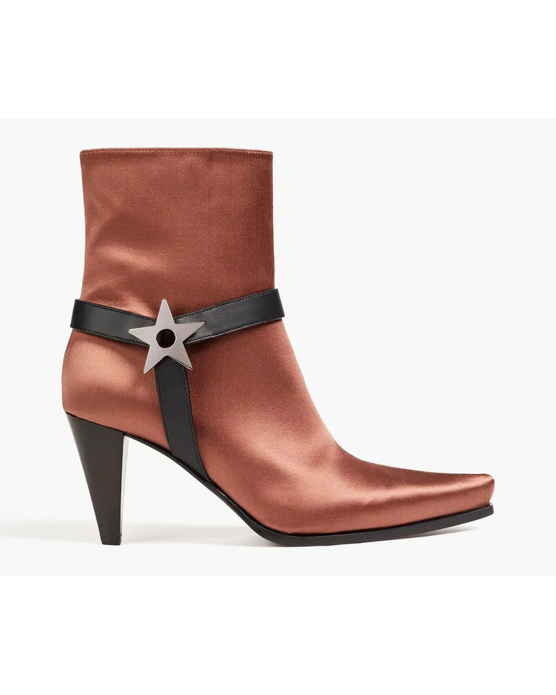 Giuseppe Zanotti Embellished leather-trimmed satin ankle boots - Metallic Metallic