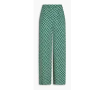 Montreal printed crepe wide-leg pants - Green