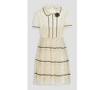 Flocked polka-dot tulle mini dress - White