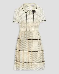 RED Valentino Flocked polka-dot tulle mini dress - White White