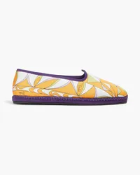 Emilio Pucci Printed satin-twill slippers - Orange Orange