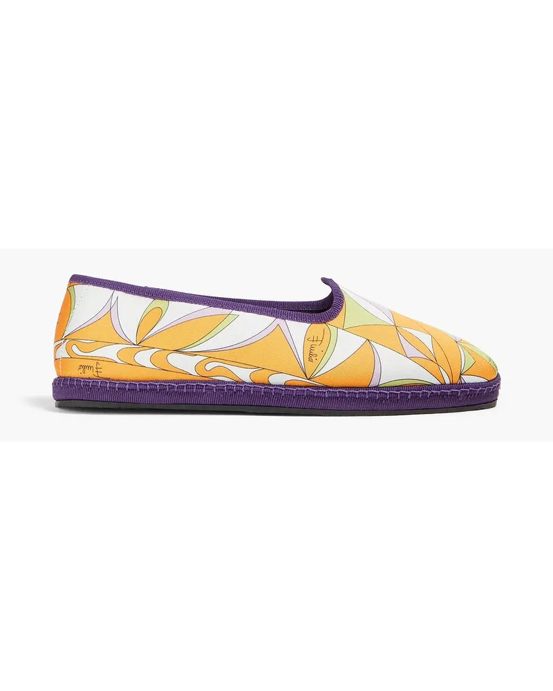 Emilio Pucci Printed satin-twill slippers - Orange Orange