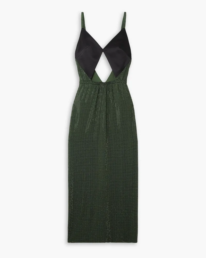 Christopher Kane The Bombshell cutout crystal-embellished stretch-jersey and satin midi dress - Green Green