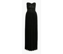 Carter strapless cutout plissé-chiffon maxi dress - Black