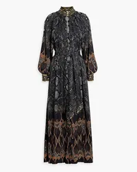 Camilla Crystal-embellished printed satin-jacquard maxi dress - Black Black