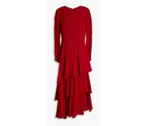 Tiered crepe midi dress - Red