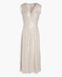 Erdem Embellished georgette midi dress - Neutral Neutral