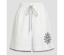 Embroidered linen shorts - White