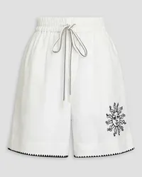 Zimmermann Embroidered linen shorts - White White