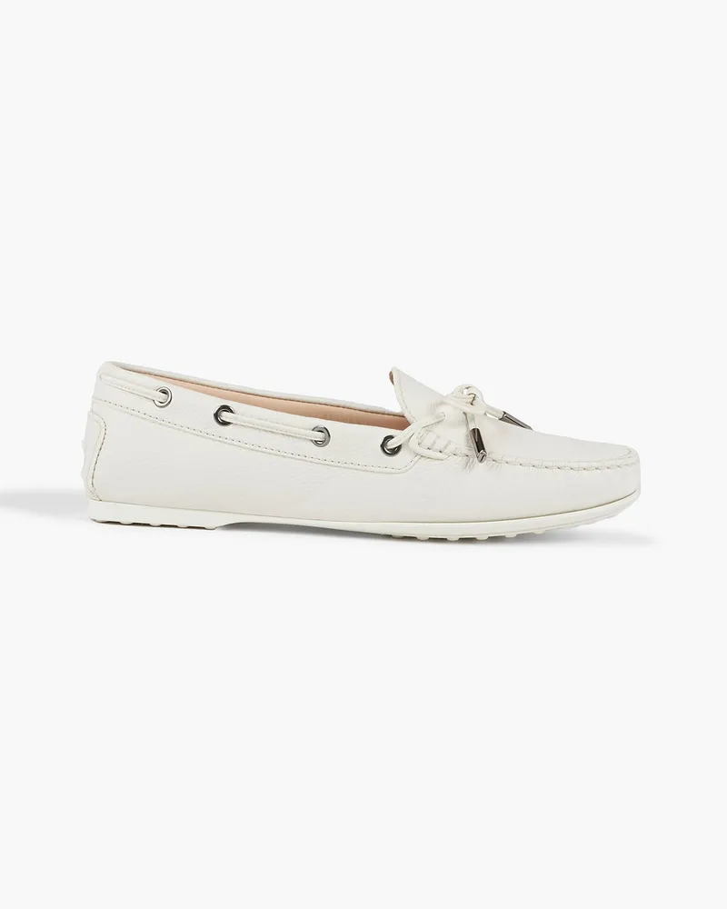 TOD'S Heaven Laccetto pebbled-leather loafers - White White