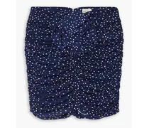 Ruched polka-dot stretch-jersey mini skirt - Blue