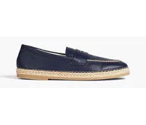 Pebbled-leather espadrille loafers - Blue