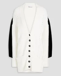 RED Valentino Bow-embellished pointelle-knit cardigan - White White