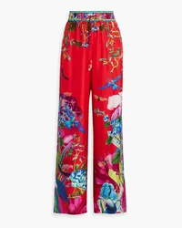 Camilla Printed silk wide-leg pants - Red Red