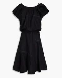 3.1 phillip lim One-shoulder ruffled cotton-blend poplin midi dress - Black Black