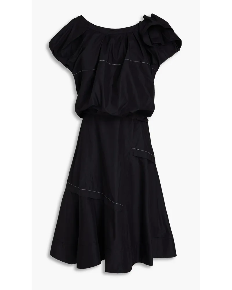 3.1 phillip lim One-shoulder ruffled cotton-blend poplin midi dress - Black Black