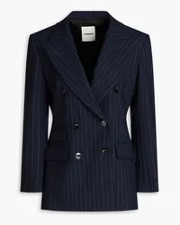 Sandro Double-breasted pinstriped twill blazer - Blue Blue