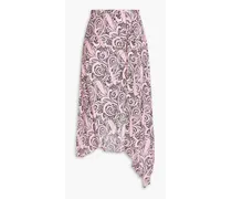 Asymmetric paisley-print crepe skirt - Pink
