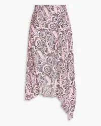 Maje Asymmetric paisley-print crepe skirt - Pink Pink