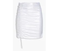 Margaritta ruched metallic satin-jersey mini skirt - Metallic