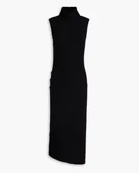 Helmut Lang Deal ruched merino wool-blend turtleneck midi dress - Black Black